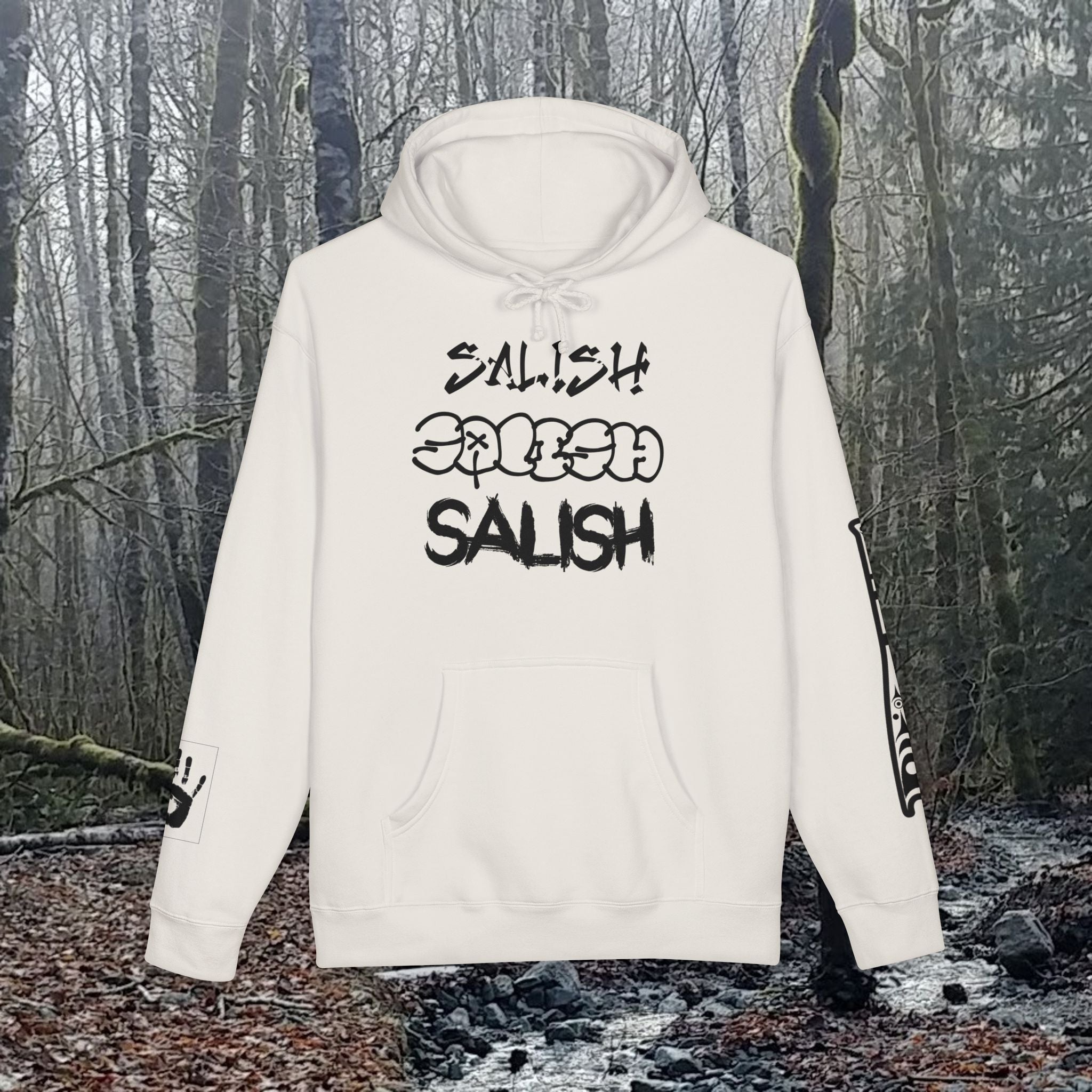 Salish Sun Graphic Hoodie — Indigenous-Inspired Tribal Logo Pullover