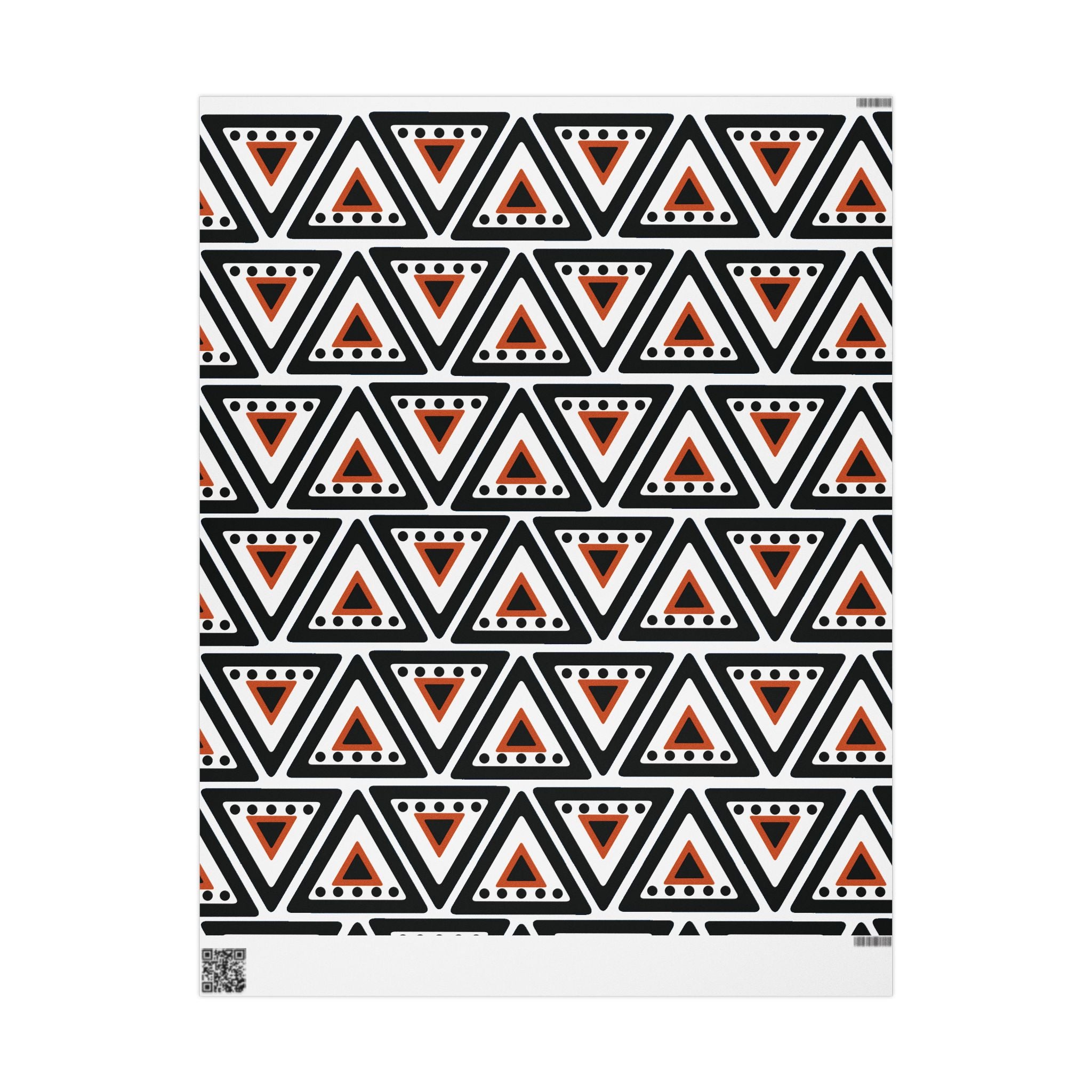 Geometric Triangle Pattern Wrapping Paper | Black Orange Tribal Print