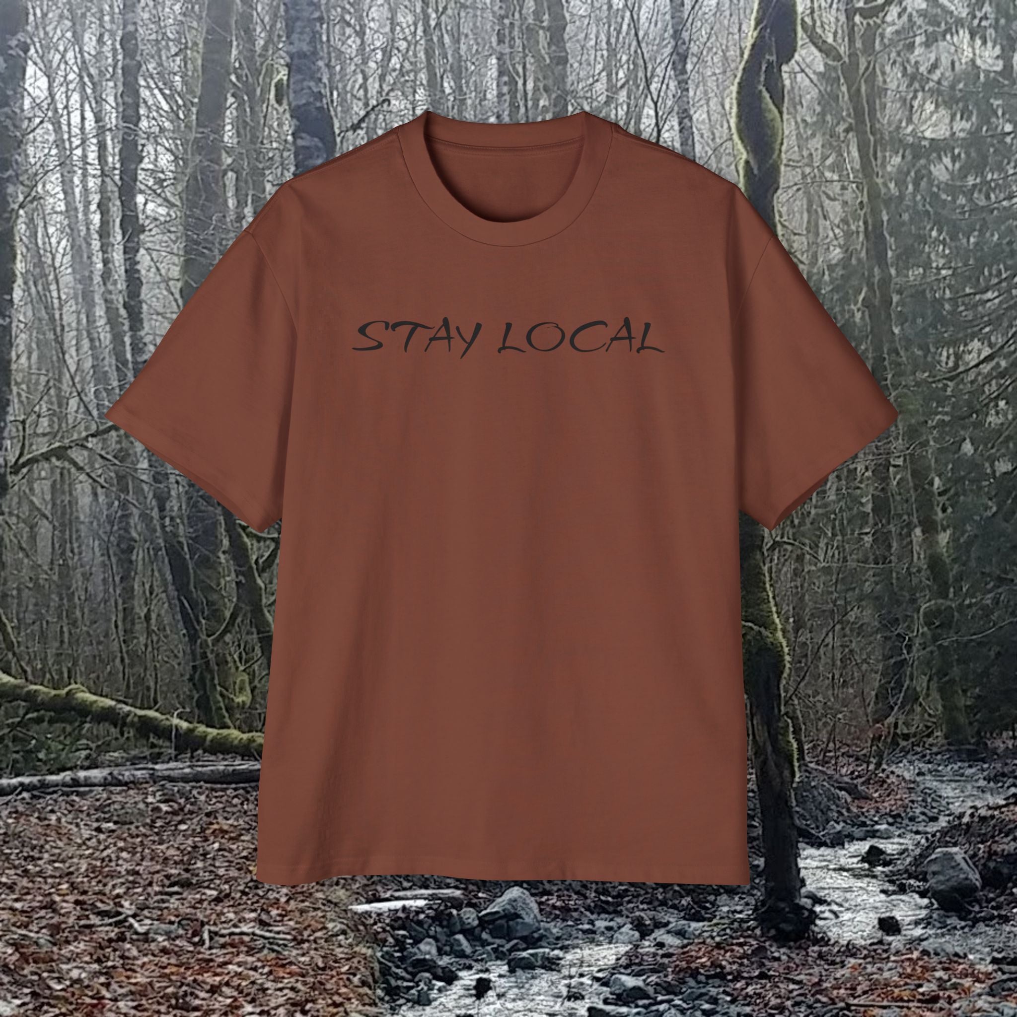 Stay Local Oversized Tee — Pacific Northwest Salmon Graphic Shirt