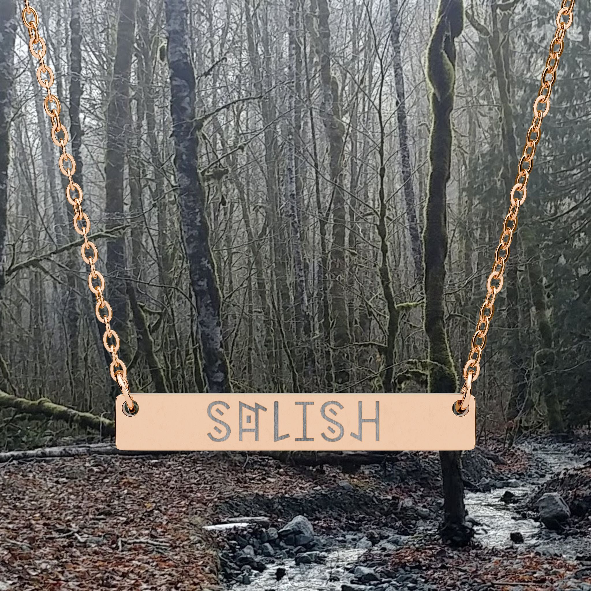 Engraved Horizontal Bar Necklace — Personalized Name Bar Necklace (Custom Engraving)