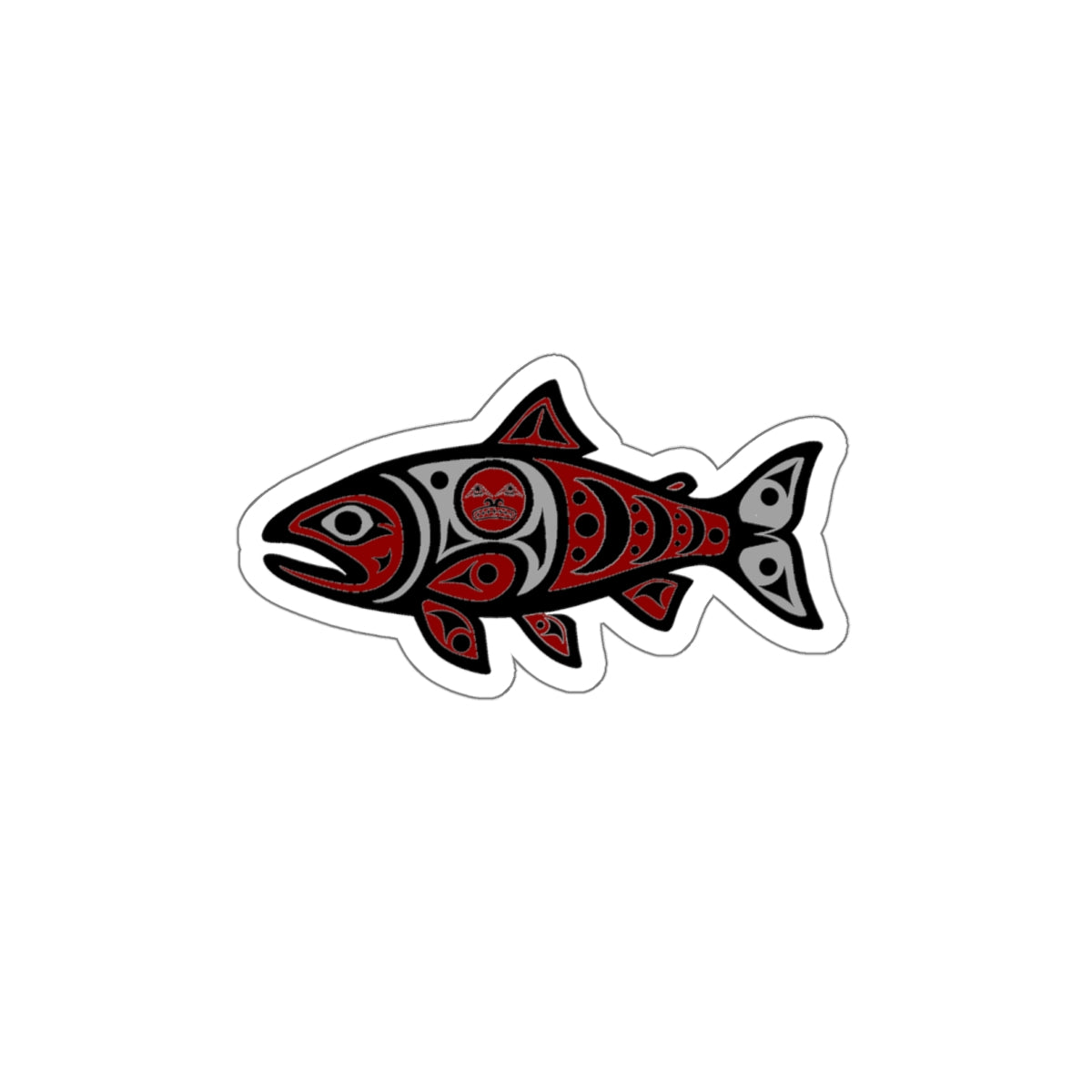 Spawn Die-Cut Sticker — Northwest Coast Indigenous Fish Design