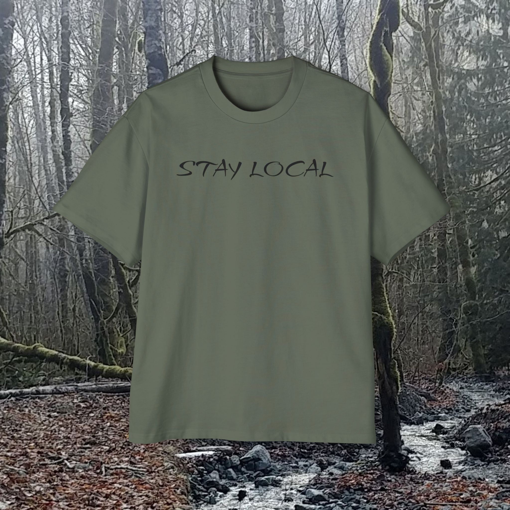 Stay Local Oversized Tee — Pacific Northwest Salmon Graphic Shirt