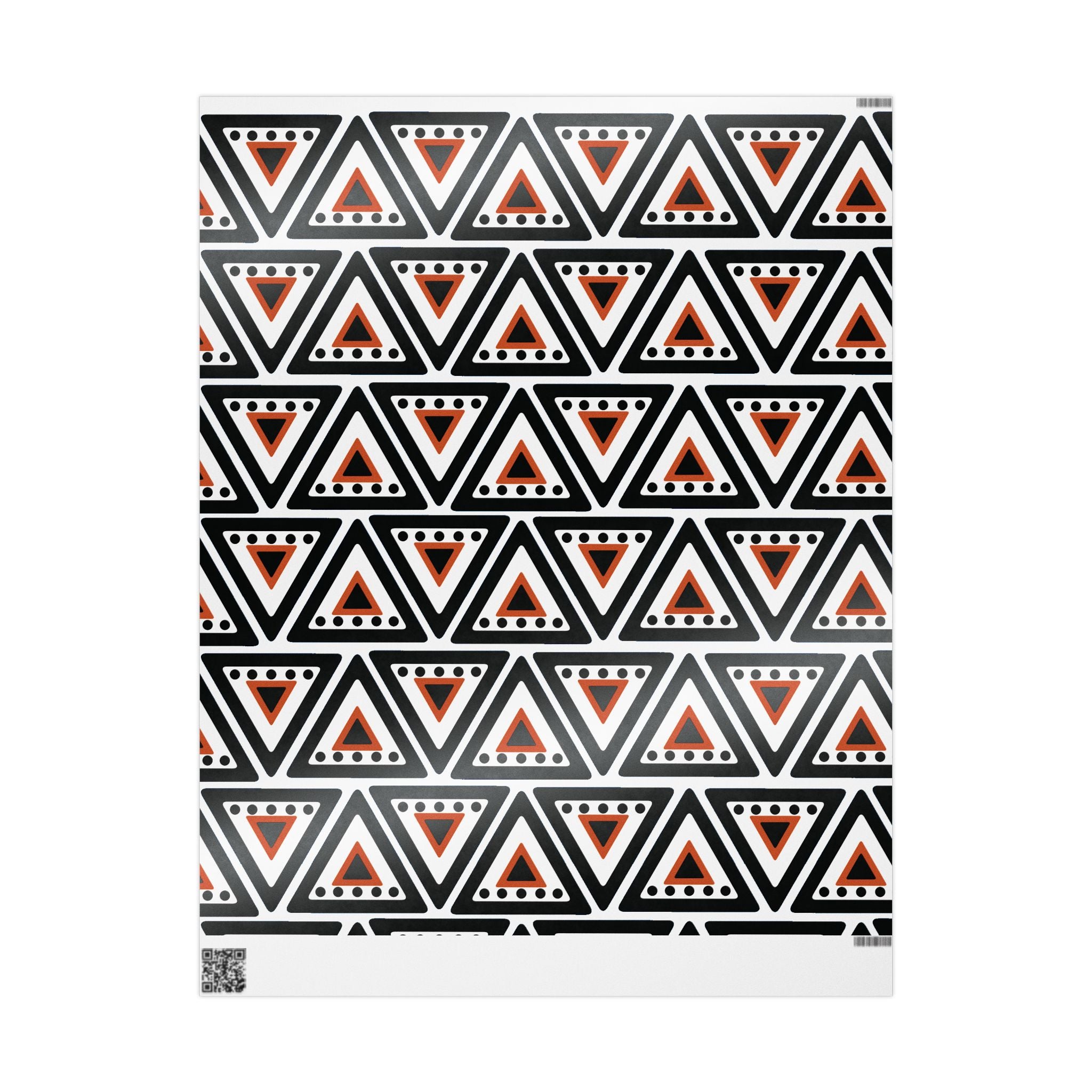 Geometric Triangle Pattern Wrapping Paper | Black Orange Tribal Print