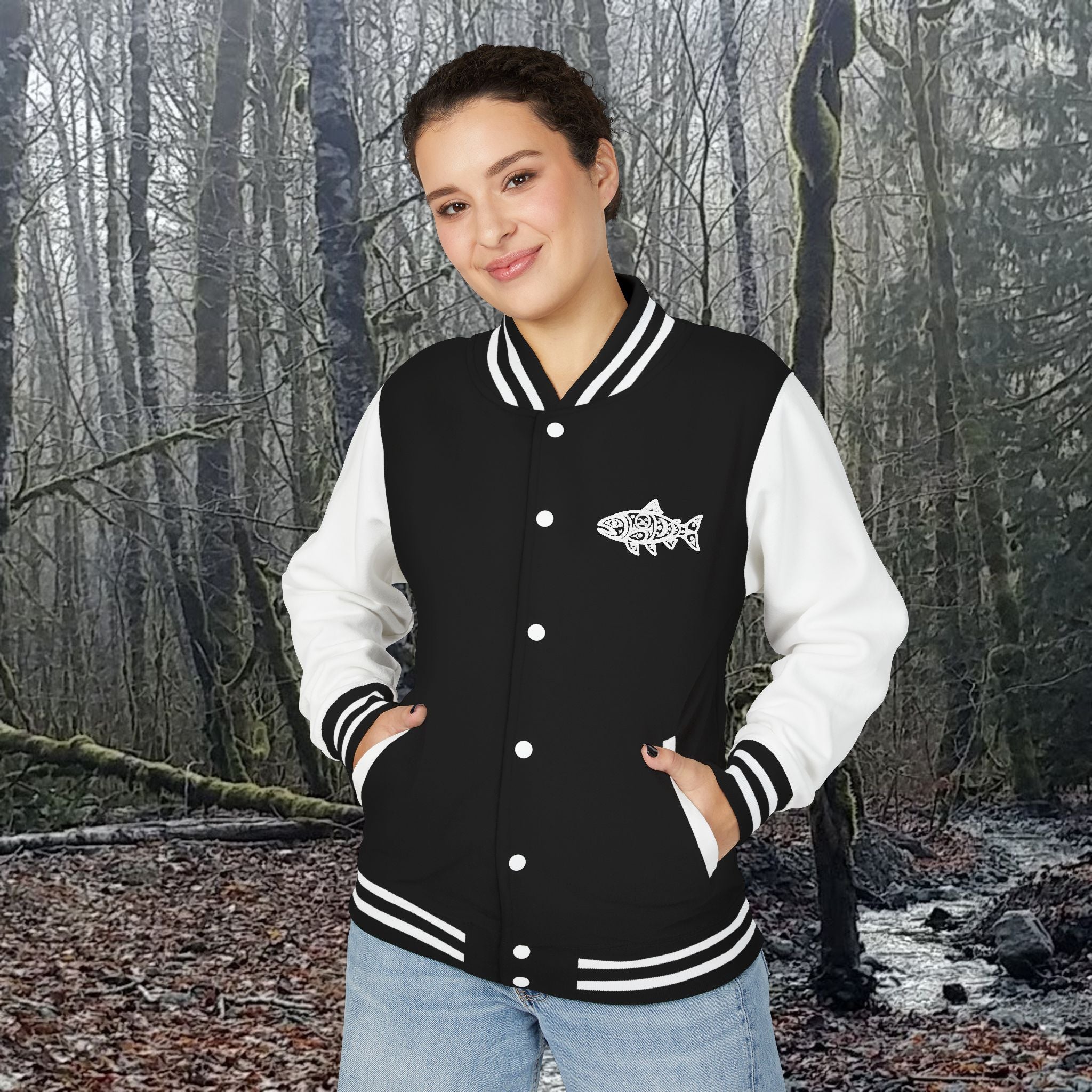 Letterman Jacket — 'Stay Local' Tribal "LIGHT" Sun Design