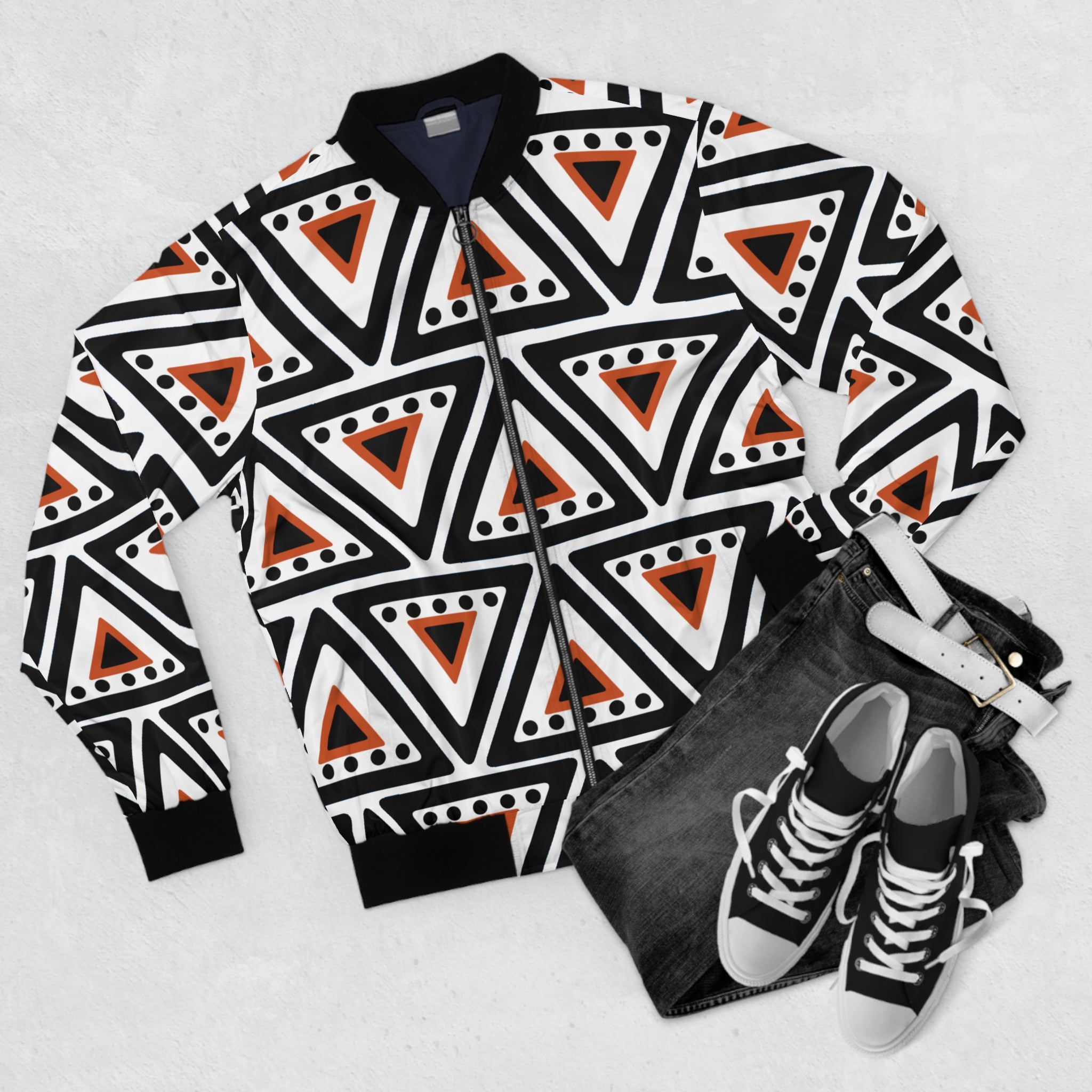 "Tide" bomber jacket- Tribal geometric print