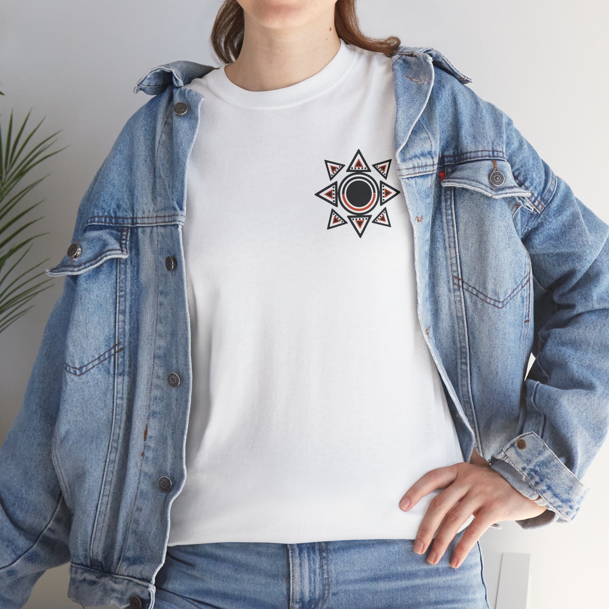 Geometric Sun Symbol Tee | Tribal Eclipse Graphic T-Shirt